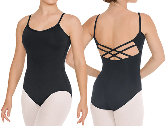 Crossed open-back leotard